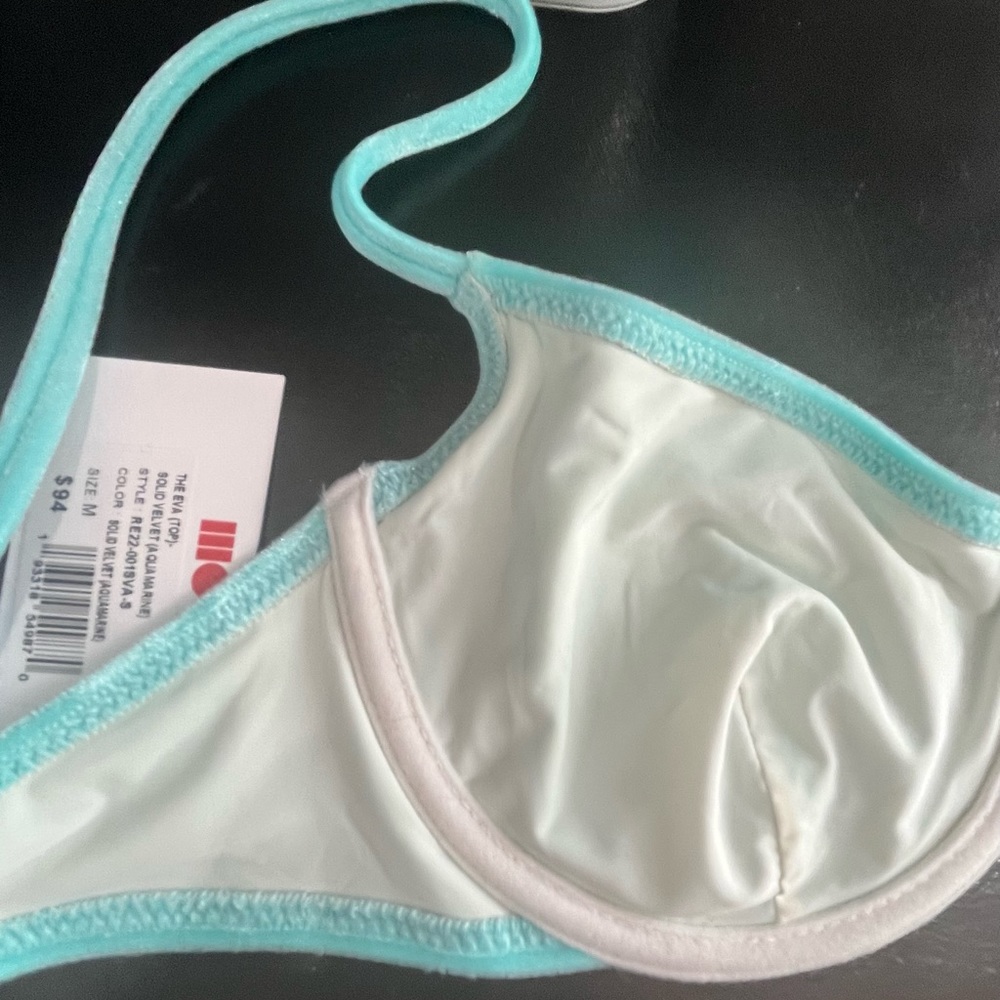 NWT SOLID & STRIPED The "EVA" Top in Solid Velvet Aquamarine M - Picture 4 of 13